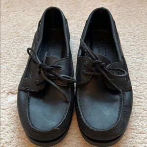 Men’s Sperry Top Sider size 10 black 2 eye boat shoes.